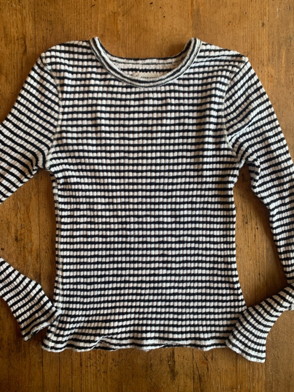 Everlane Organic Cotton Blend Black & White Ribbed Long-Sleeve Top